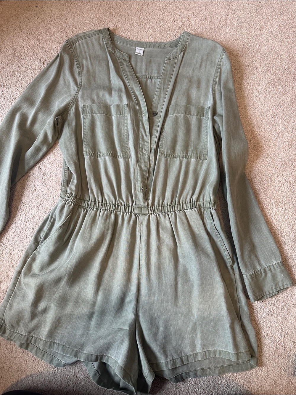 Old Navy Olive Green Long-Sleeve Romper